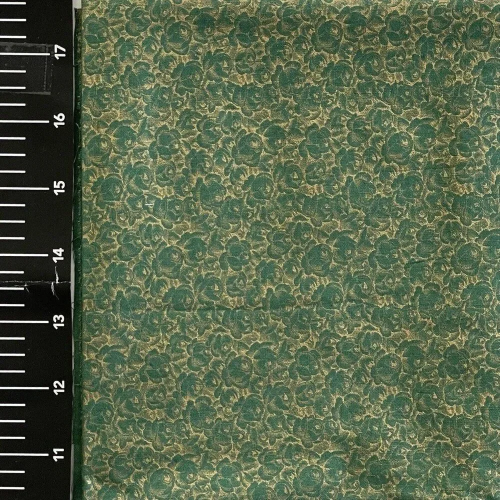 Vintage 50s Christmas Fabric Xmas Metallic Gold Roses Cotton 1 yard x 35.5